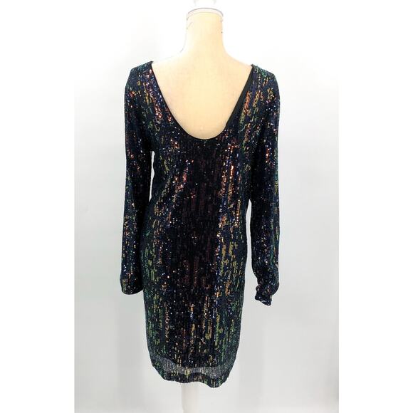 CHELSEA28 Women's Sequin Long Sleeve Minidress Large Navy Blue Multi NWOT - Picture 7 of 10